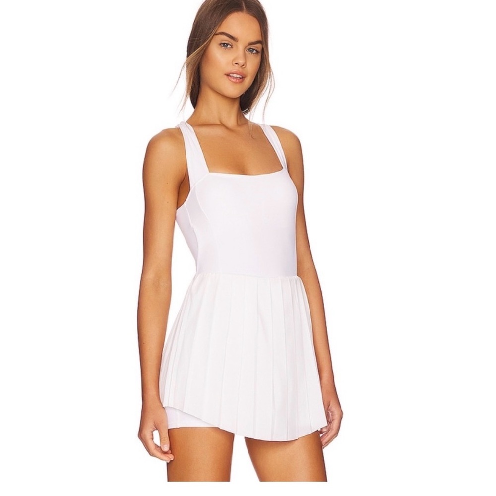 Varley White Pleated Romper Jumpsuit